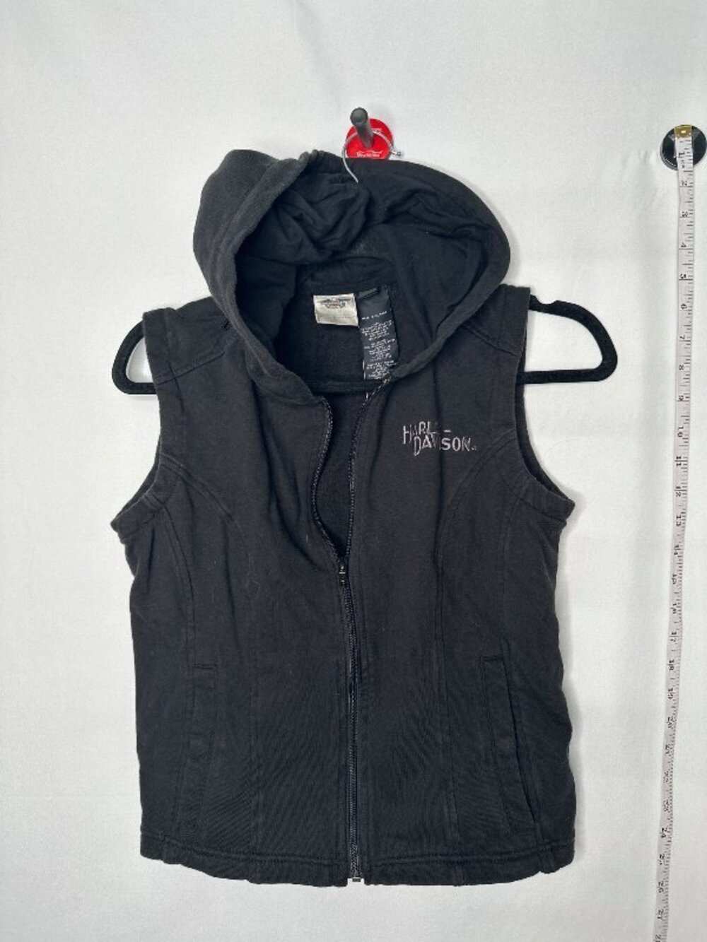 Harley-Davidson Black Hooded Zip-Up Vest M Biker Motorcycle Streetwear Gorpcore